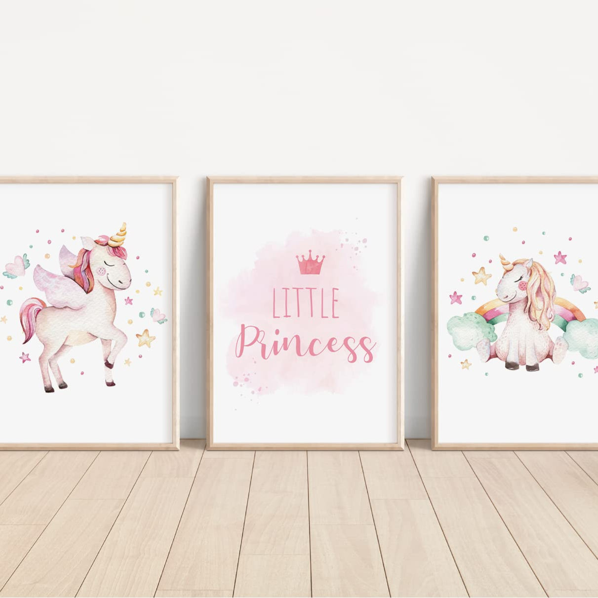 Kinderzimmerposter_Einhörner_pink_A4_3er_Set