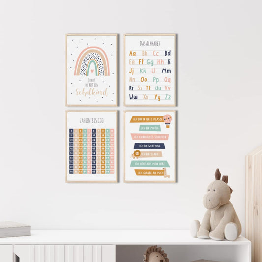 Kinderzimmerposter_Lernposter_Einschulung_A4_4er_Set