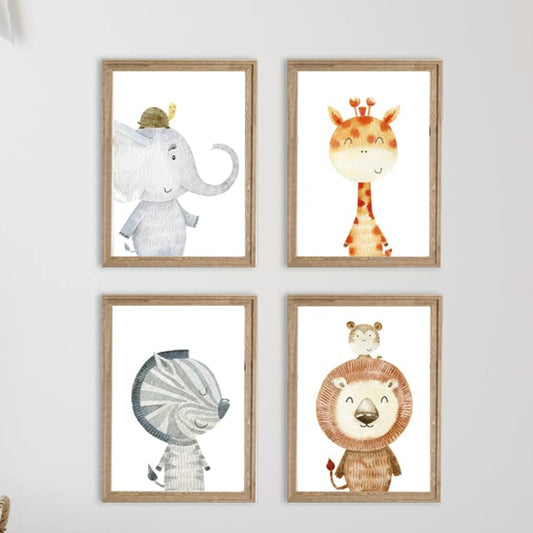 Kinderzimmerposter_Tier_auf_Tier_A4_4er_Set