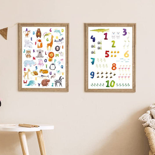 Kinderzimmerposter_Lernposter_Zahlen_ABC_bunt_A4_2er_Set