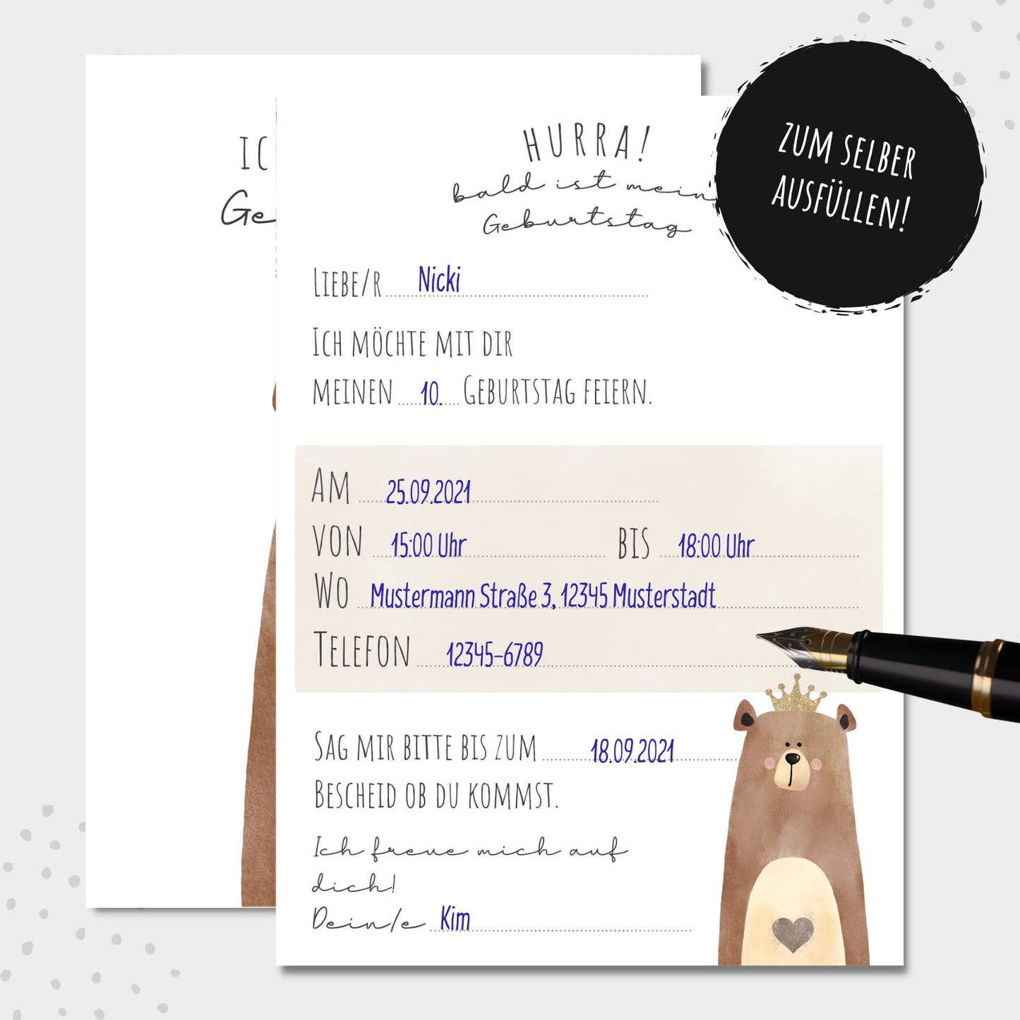 Einladungskarten_Kindergeburtstag_Bär_mit_Krone
