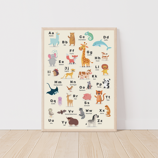 Kinderzimmerposter_Lernposter_ABC_Tiere_A2