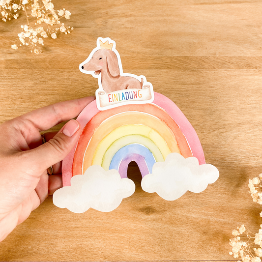 10 Einladungen zum Selberbasteln | Hund & Regenbogen
