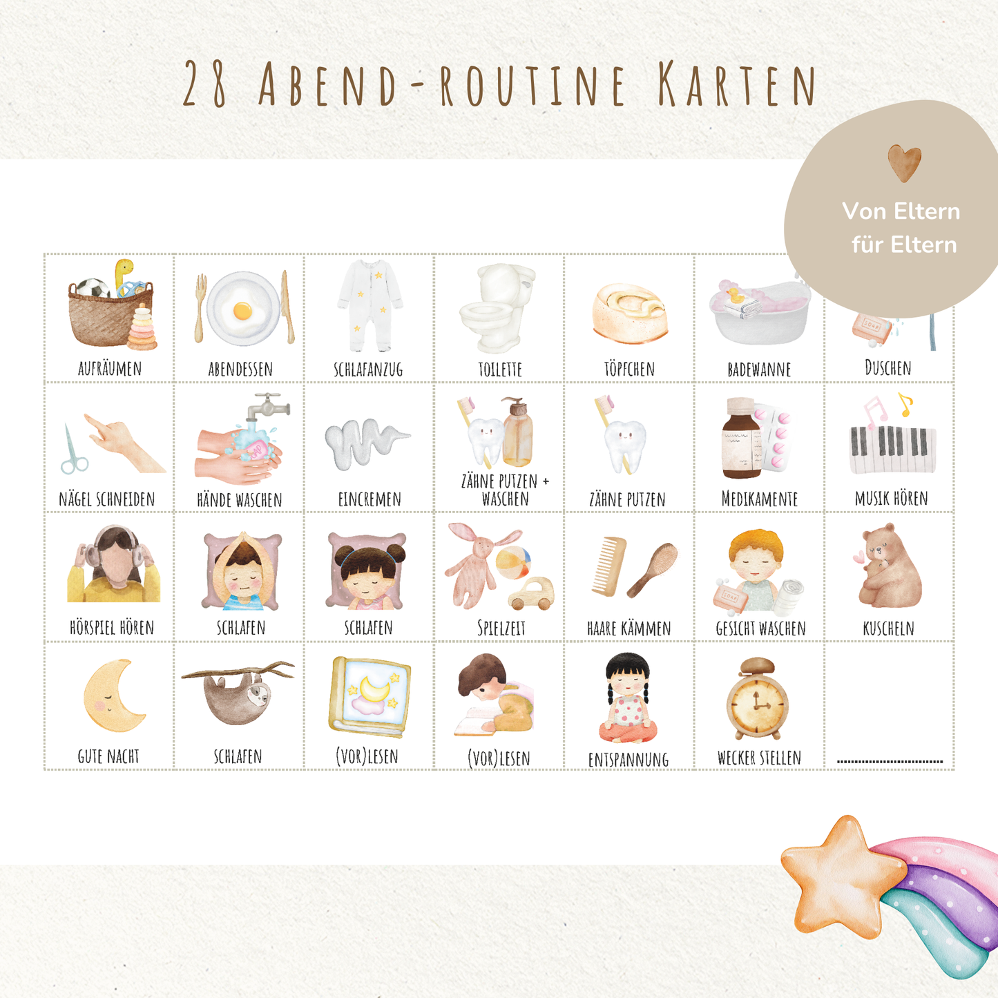 Morgen- & Abendroutine für Kinder | zum sofort Ausdrucken | Einhorn