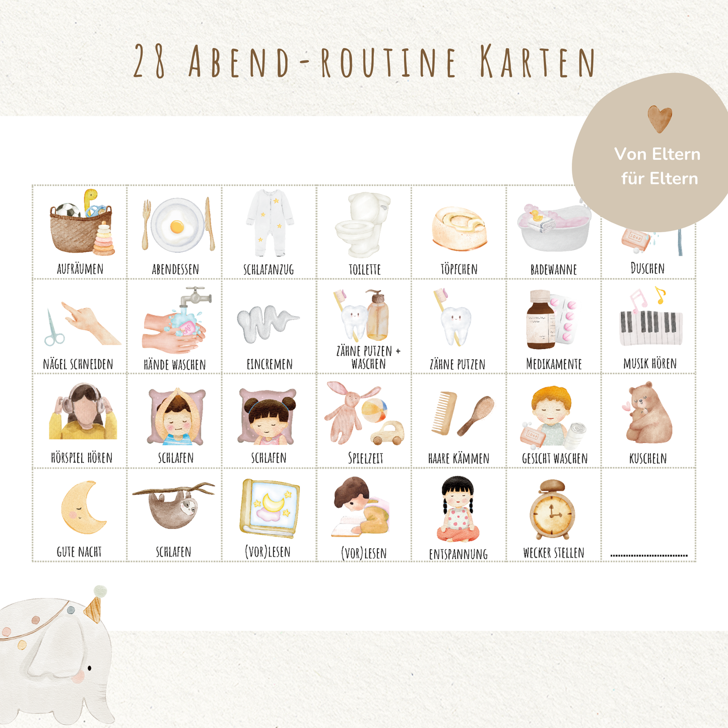 Morgen- & Abendroutine für Kinder | zum sofort Ausdrucken | Boho