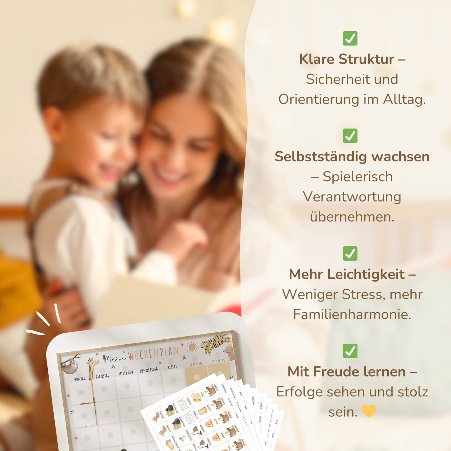 Wochenplan für Kinder | Montessori | zum Ausdrucken | Boho
