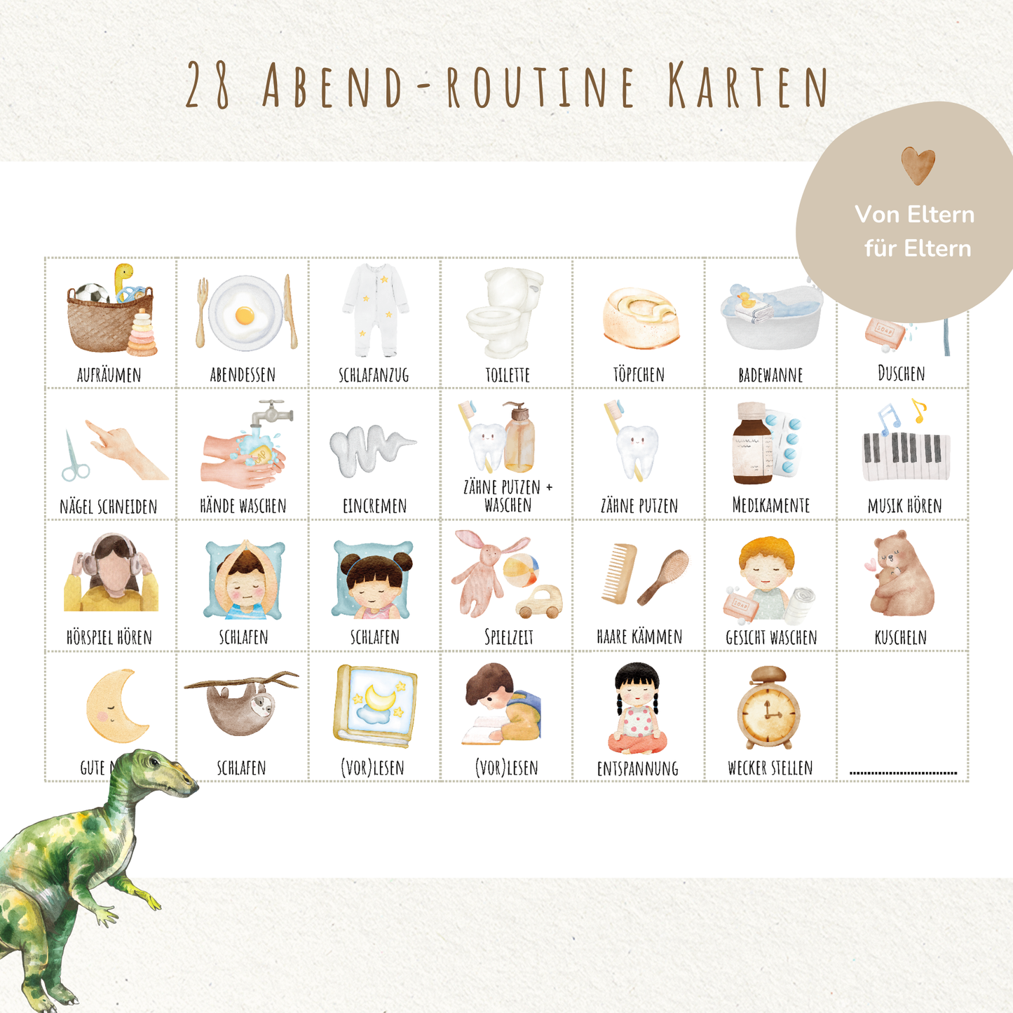 Morgen- & Abendroutine für Kinder | zum sofort Ausdrucken | Dino