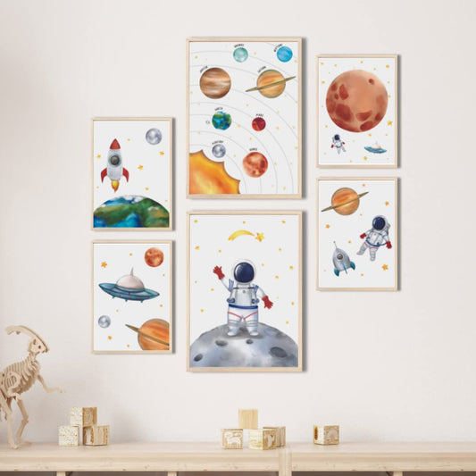Kinderzimmerposter_Astronauten_A4_6er_Set_weiß