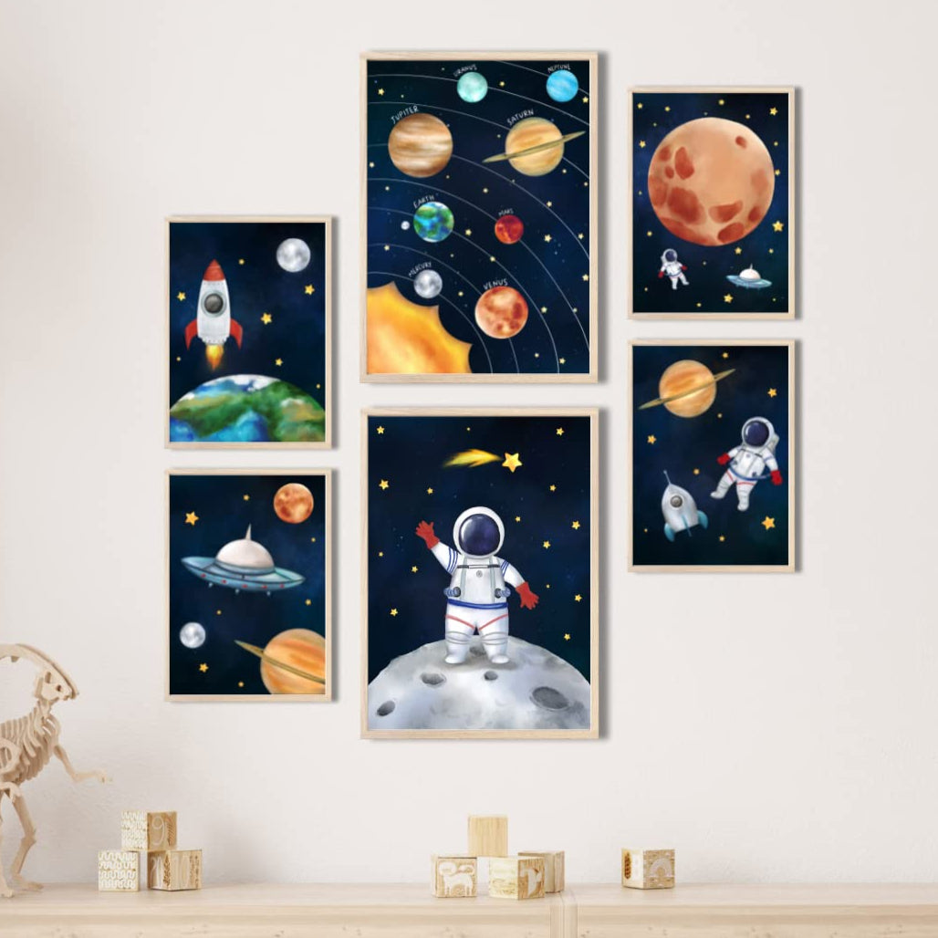 Kinderzimmerposter_Astronauten_A4_6er_Set_dunkel
