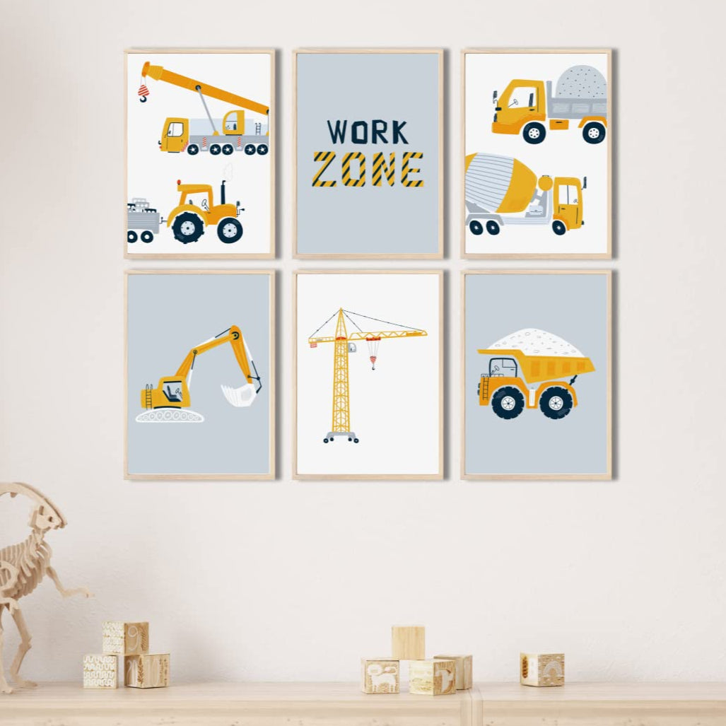 Kinderzimmerposter_Bagger_A4_6er_Set