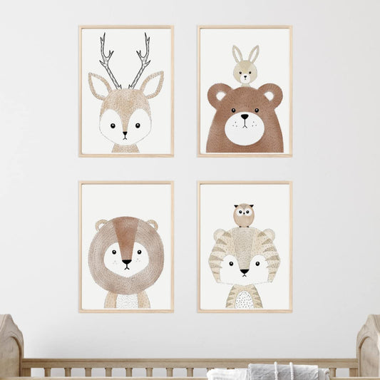 Kinderzimmerposter_vier_freunde_A4_4er_Set