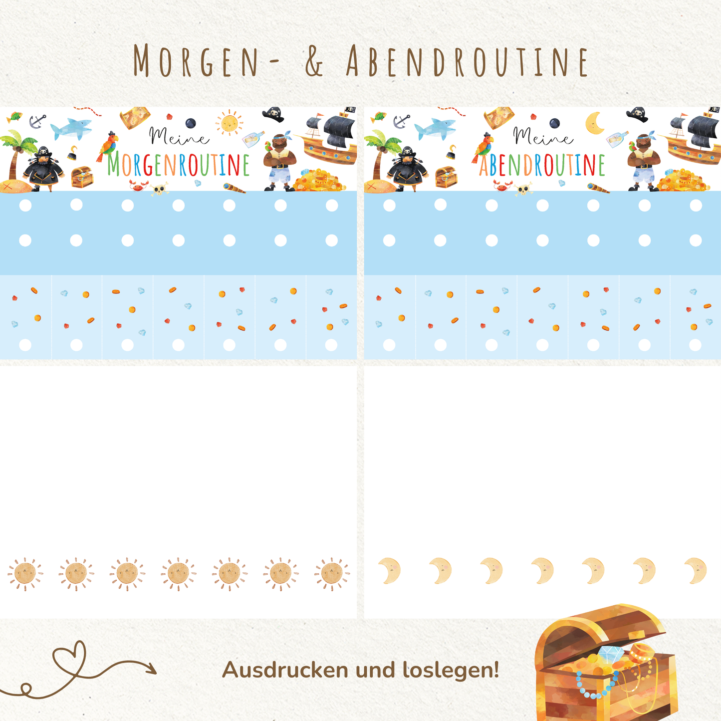 Morgen- & Abendroutine für Kinder | zum sofort Ausdrucken | Pirat
