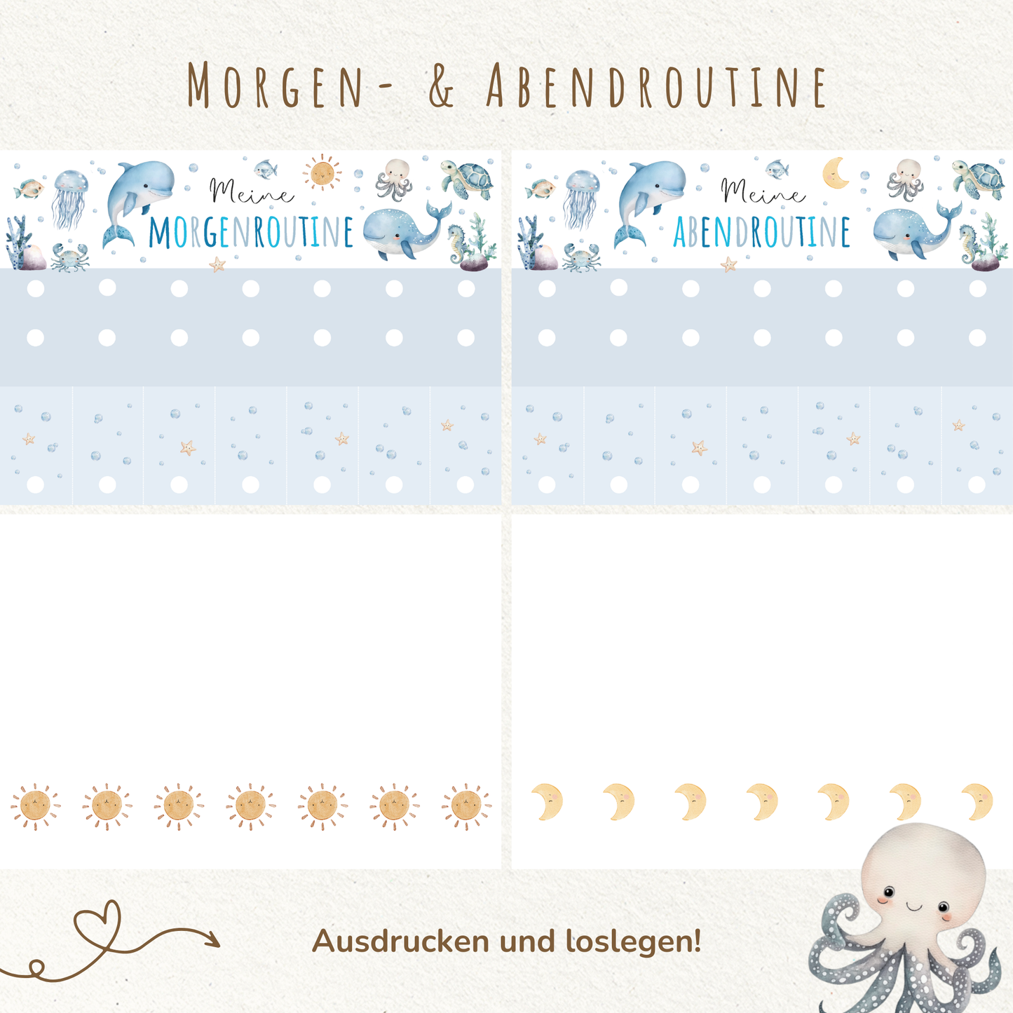 Morgen- & Abendroutine für Kinder | zum sofort Ausdrucken | Unterwasserwelt