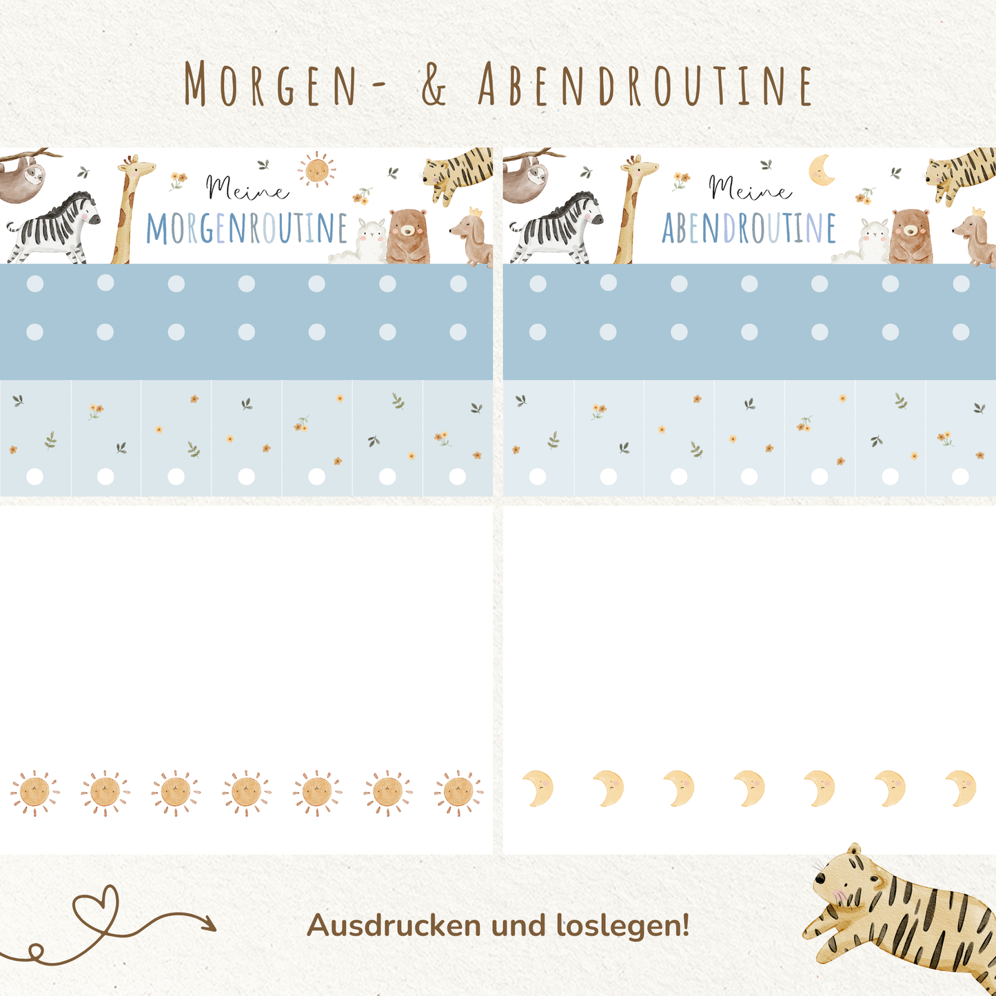Morgen- & Abendroutine für Kinder | zum sofort Ausdrucken | Boho