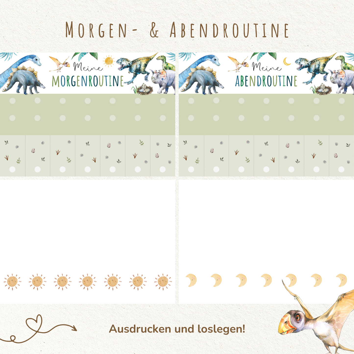 Morgen- & Abendroutine für Kinder | zum sofort Ausdrucken | Dino