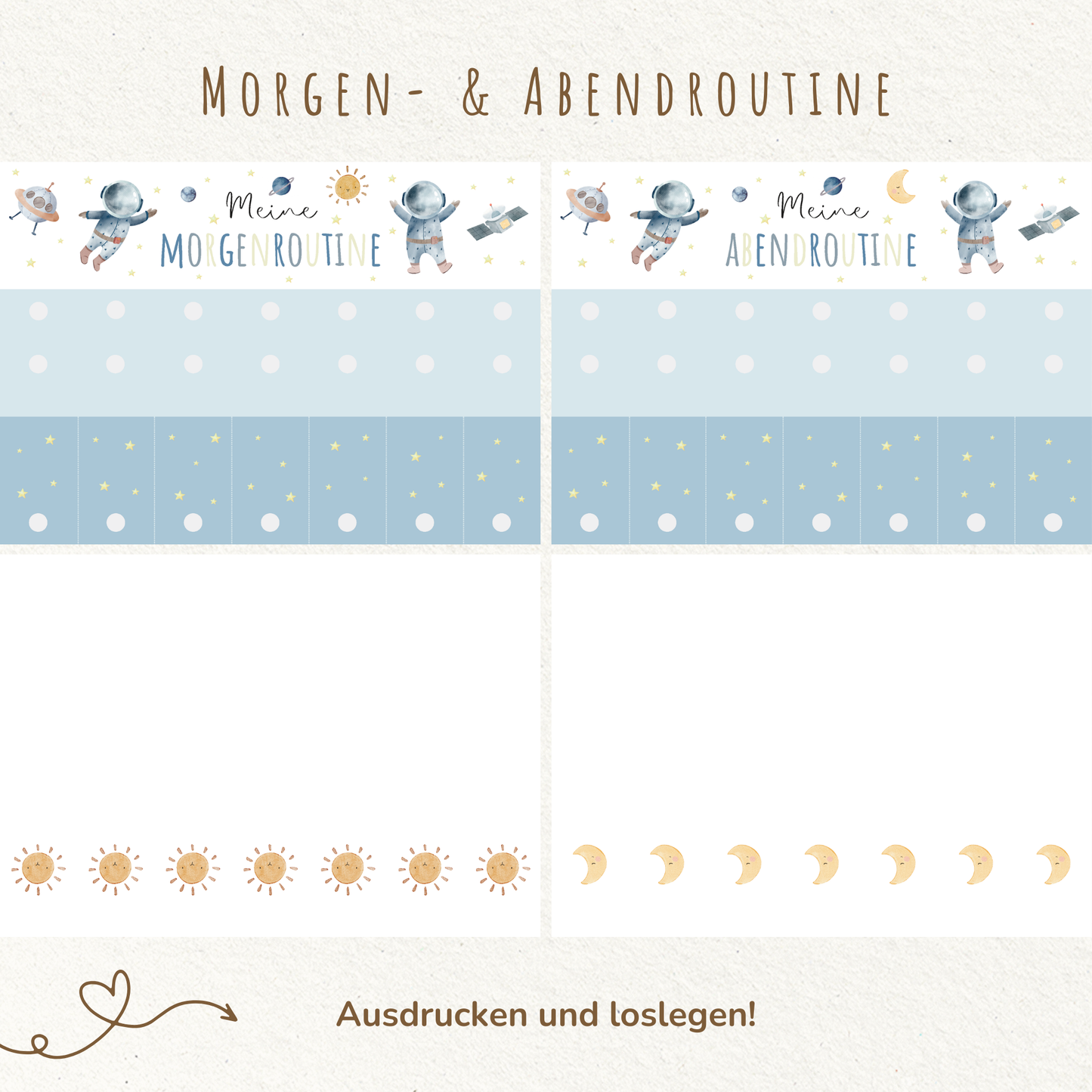 Morgen- & Abendroutine für Kinder | zum sofort Ausdrucken | Astronaut