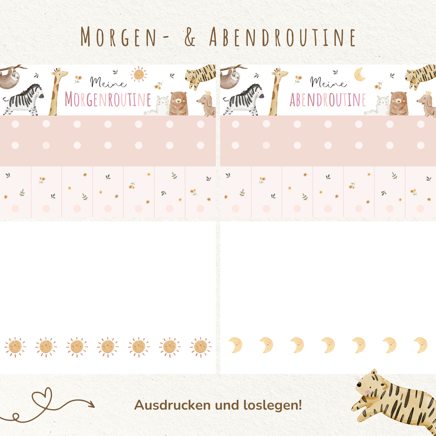 Morgen- & Abendroutine für Kinder | zum sofort Ausdrucken | Boho