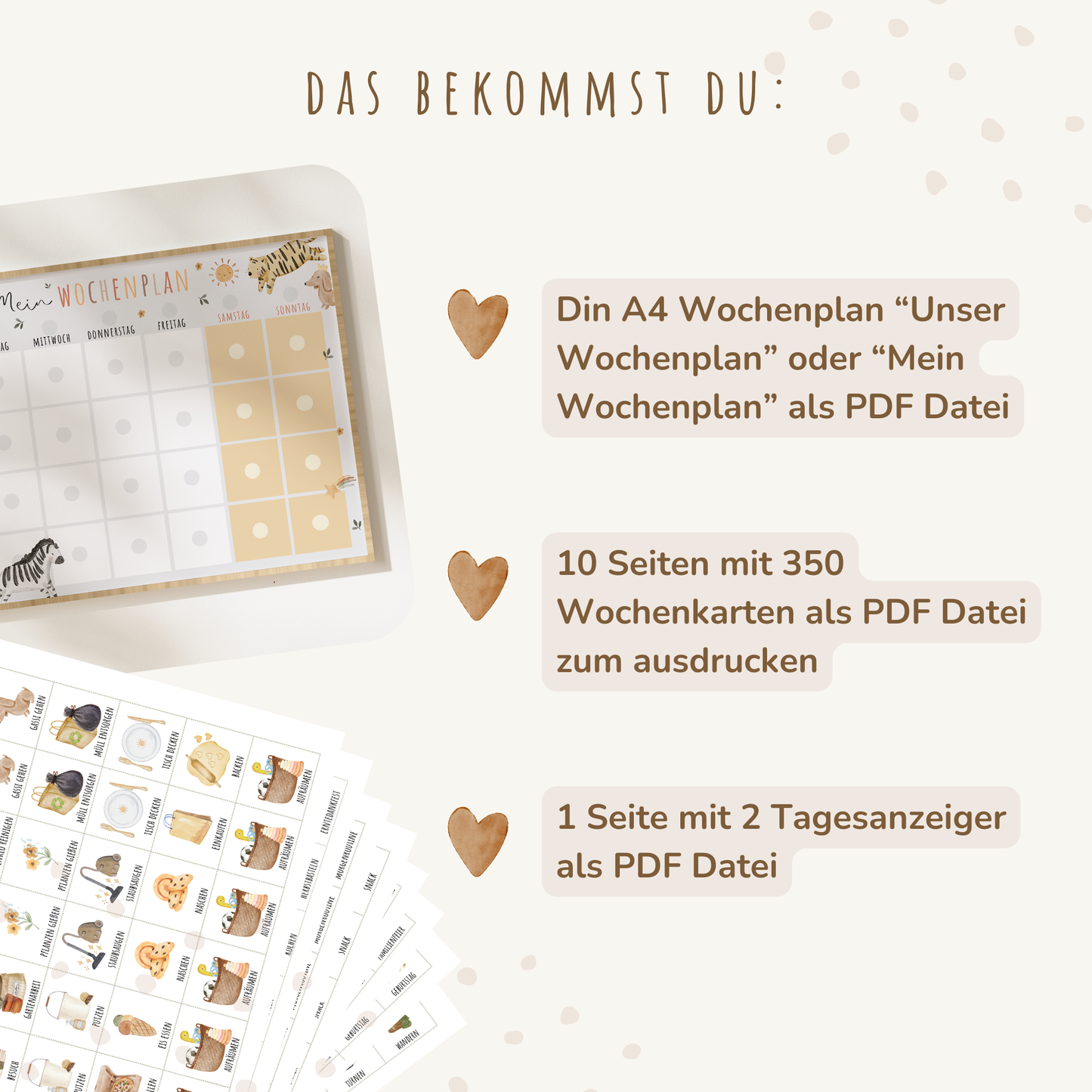 Wochenplan für Kinder | Montessori | zum Ausdrucken | Boho
