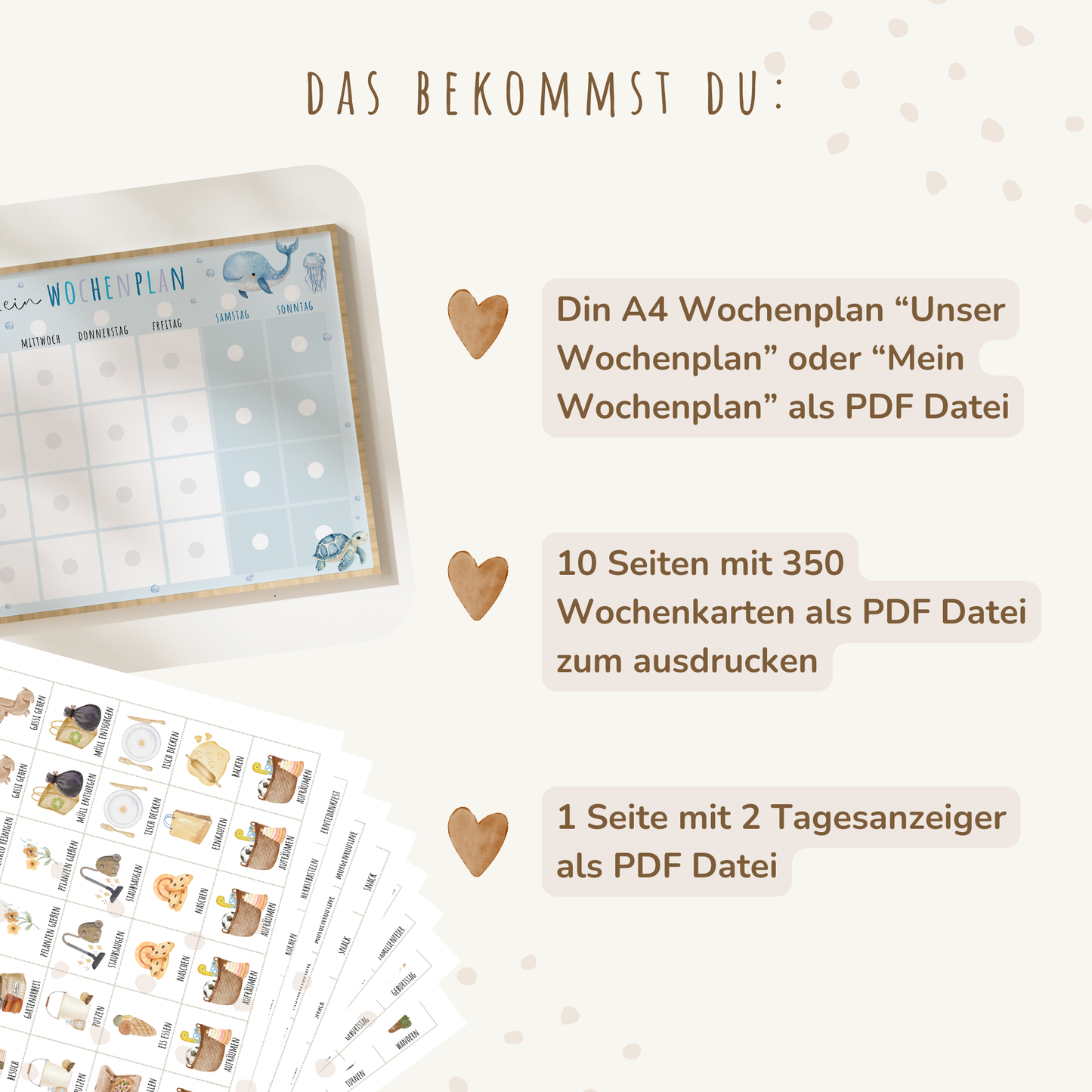Wochenplan für Kinder | Montessori | zum Ausdrucken | Unterwasserwelt