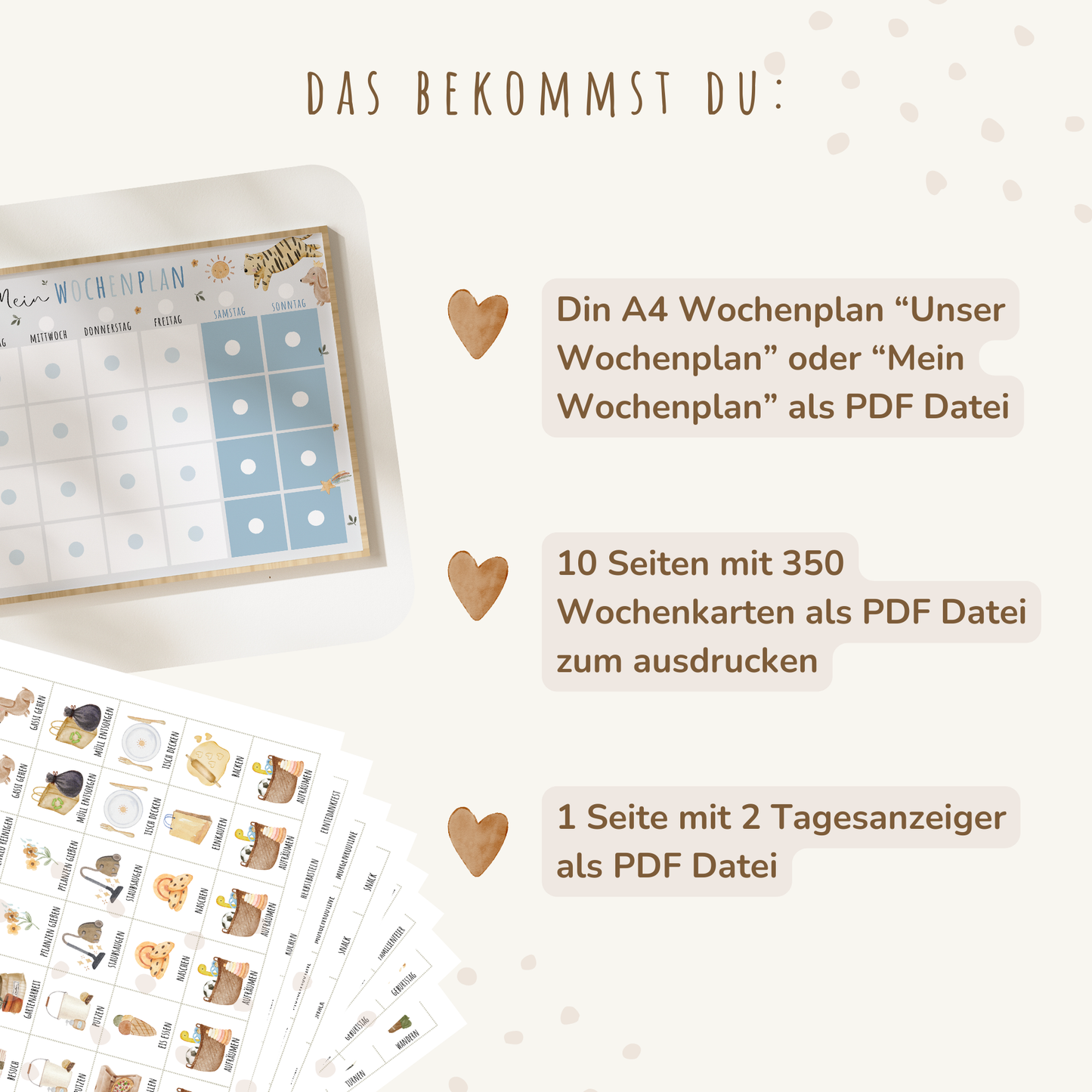 Wochenplan für Kinder | Montessori | zum Ausdrucken | Boho