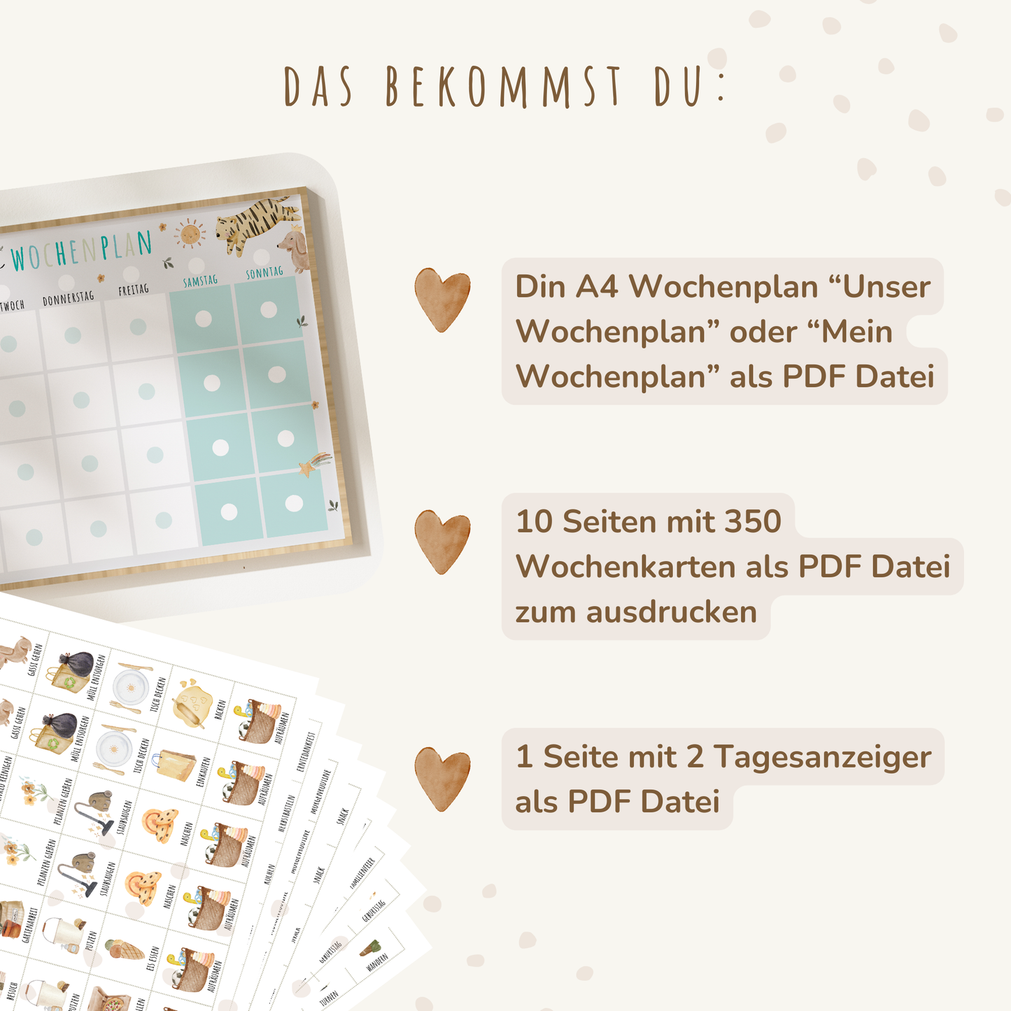 Wochenplan für Kinder | Montessori | zum Ausdrucken | Boho
