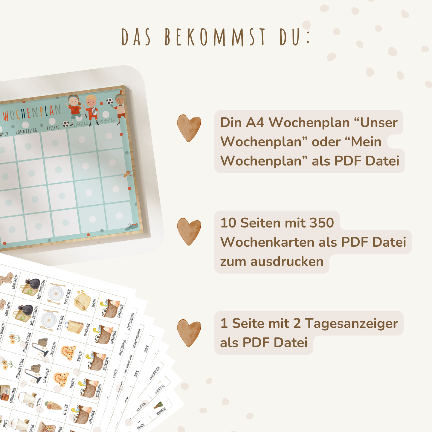 Wochenplan für Kinder | Montessori | zum Ausdrucken | Fußball
