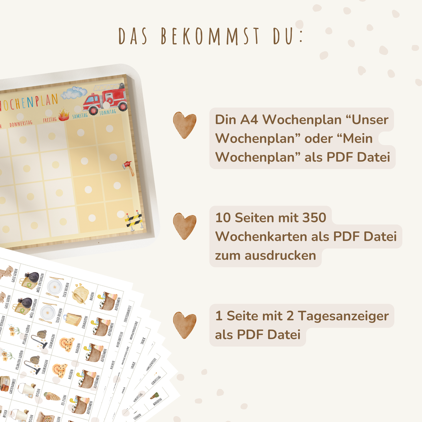 Wochenplan für Kinder | Montessori | zum Ausdrucken | Feuerwehr