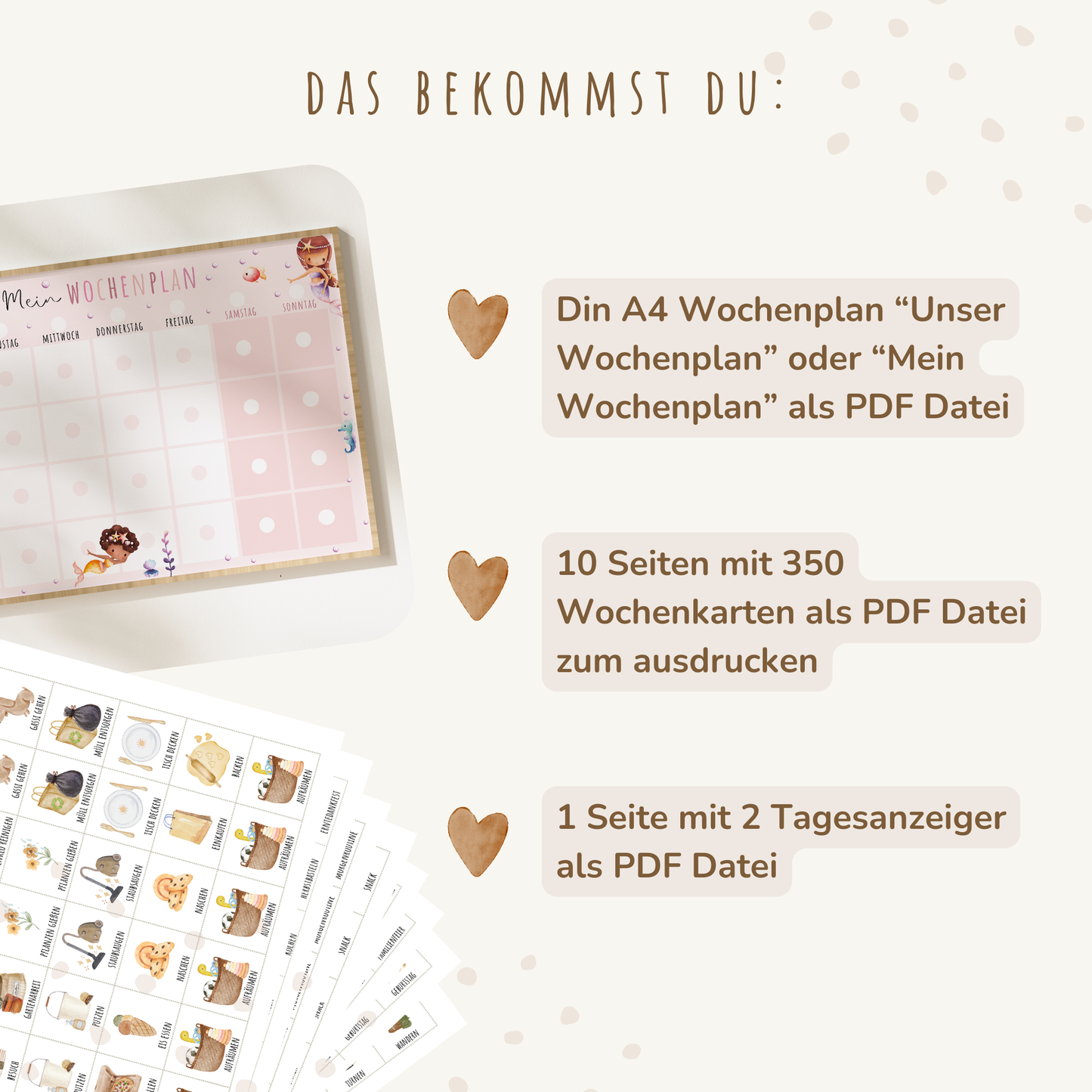 Wochenplan für Kinder | Montessori | zum Ausdrucken | Meerjungfrauen