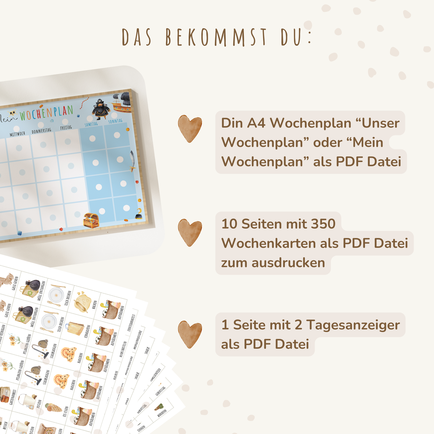 Wochenplan für Kinder | Montessori | zum Ausdrucken | Piraten