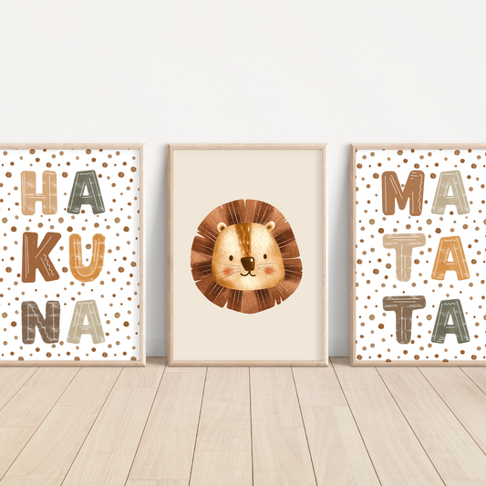 Kinderzimmerposter | 3er Set A4 | Hakuna Matata
