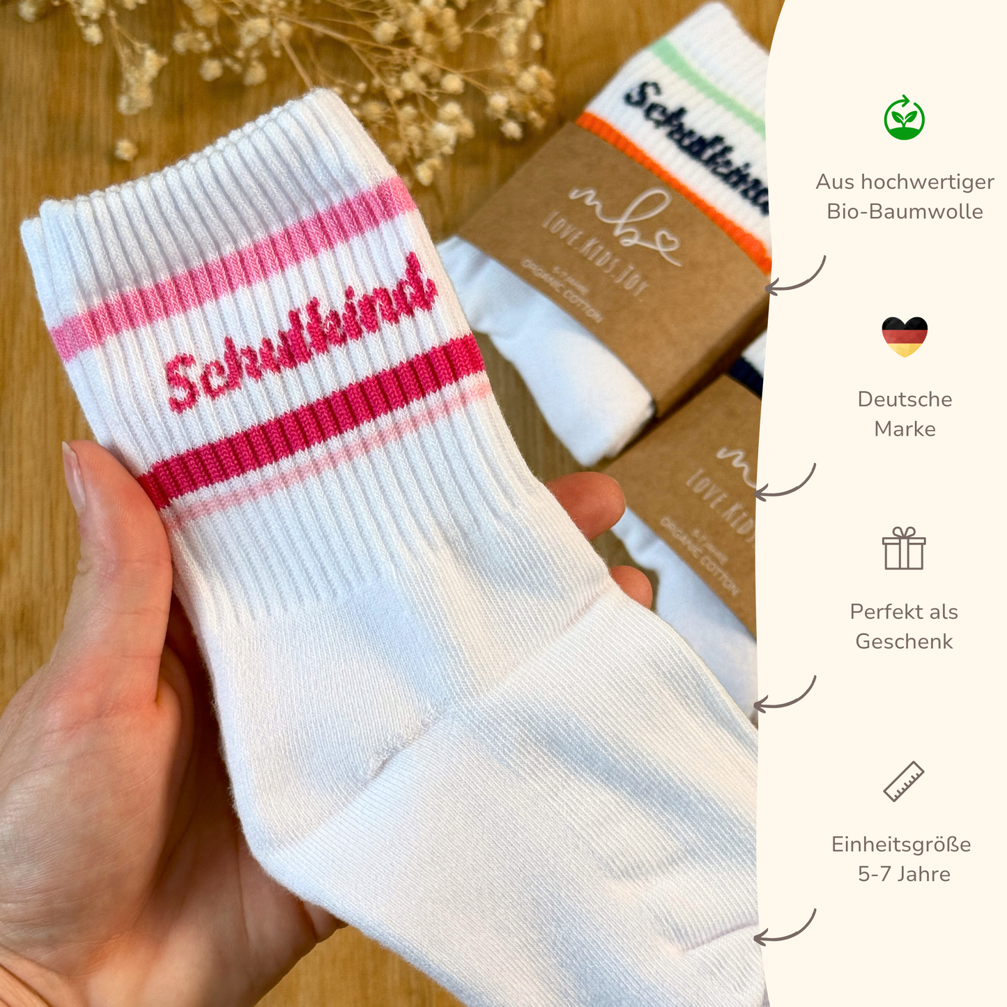 Schulkind Socken Pink | Geschenk zur Einschulung