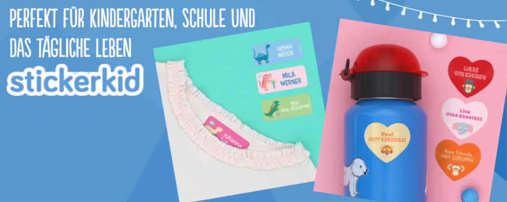Banner: Stickerkid: Mit personalisierten Namesaufklebern keine Verwechselungsgefahr mehr!