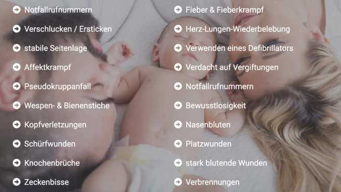 Liste mit Notfällen bei Kindern