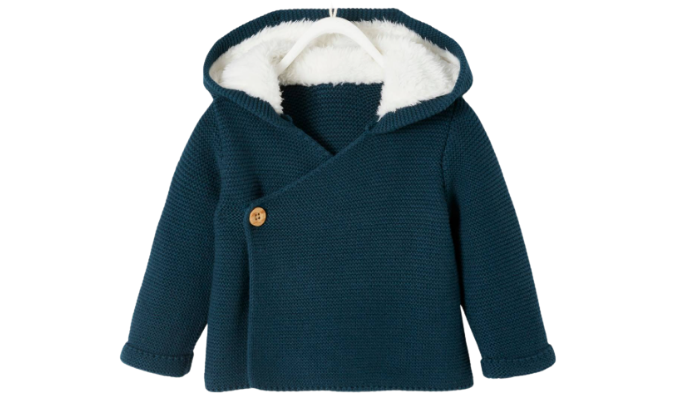 Baby Strickjacke, gefütterte Kapuze