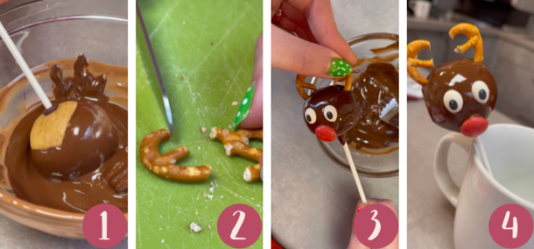 Anleitung wie man ein Rentier Cake Pop macht