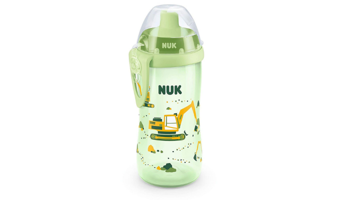 NUK Trinklernbecher »NUK Flexi Cup Trinklernflasche mit Trinkhalm, 300ml, 12+ Monate, Bagger (grün)«