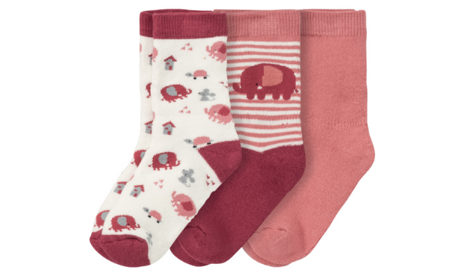 3 Paar Baby Socken mit Elefanten