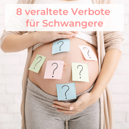 Schwangere mit Fragezeichen an ihrem Bauch