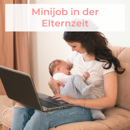 Minijob in der Elternzeit Mutter arbeitet am Laptop und stillt dabei