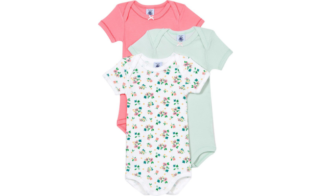 Petit Bateau 3er Set Kurzarmbodys mit Blumenmuster