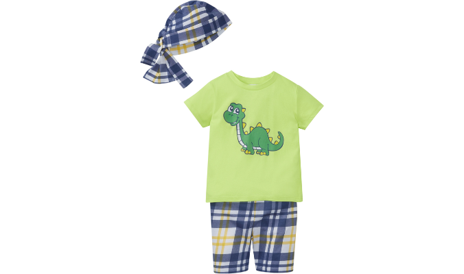 Baby T-Shirt + Bermuda + Bandana (3-tlg.) Bio-Baumwolle