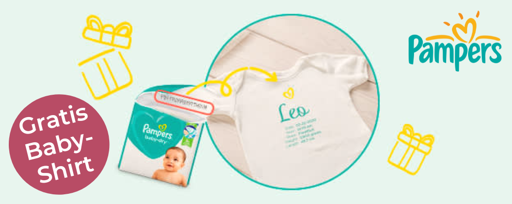 Gratis Baby-Shirt in der Pampers App