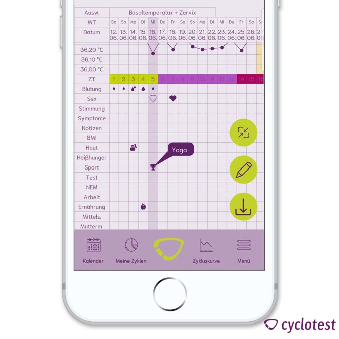 cyclotest mysense kurve eingaben