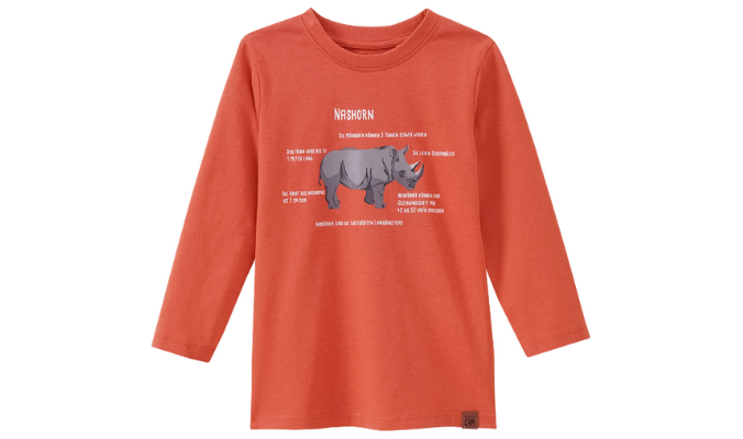 Kinder Langarmshirt mit Nashorn-Print