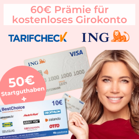 60€ Prämie für kostenloses Girokonto bei ING