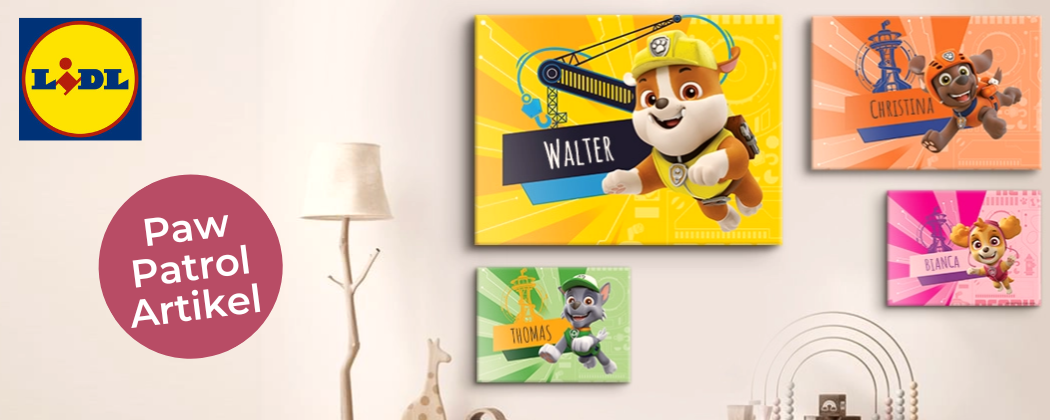 Personalisierte Paw Patrol Artikel bei LIDL - mit Tassen, Kissen u.v.m.