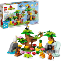 LEGO 10973 DUPLO Wilde Tiere Südamerikas Spielzeug-Set mit 7 Tierfiguren, Steine und Dschungel-Spielmatte, Lernspielzeug für Mädchen und Jungen ab 2 Jahre