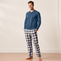 Pyjama mit Flanellhose, dunkelblau kariert
