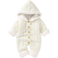 Baby Kapuze Strick Strampler Fleece Pullover