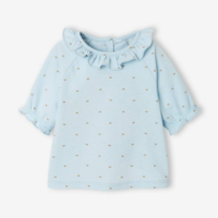 Baby T-Shirt mit Kragen - blau bedruckt